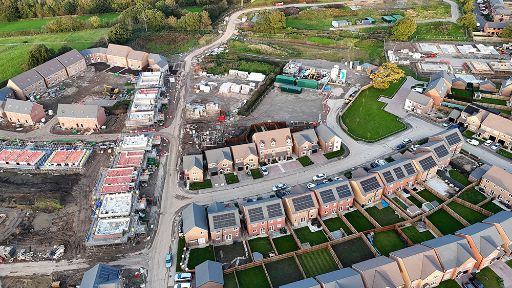 Aerial View Of New Build Homes