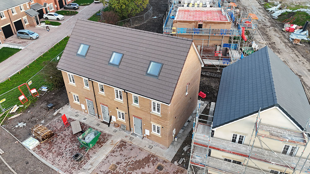 Drone photo of new build roof