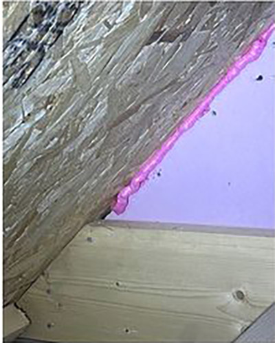 Insufficient sealing on joist